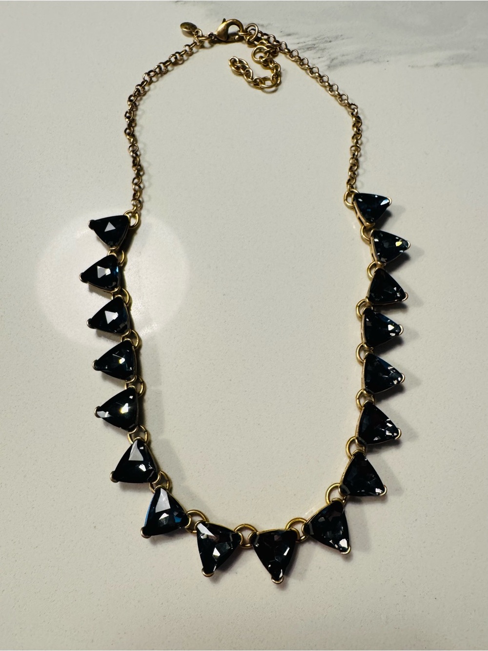 J. Crew Gold-Tone Necklace with Blue Triangular Stones